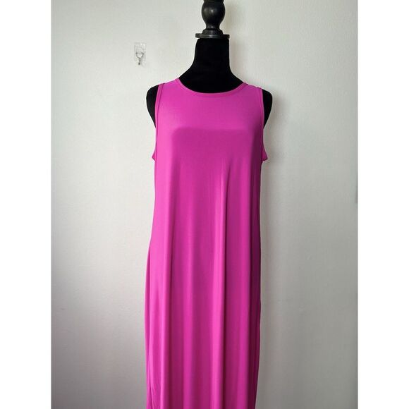 MSK Dresses & Skirts - NWT MSK Women's Round-Neck Sleeveless Side-Slit Maxi Dress Fiercely Fuchsia Sz M